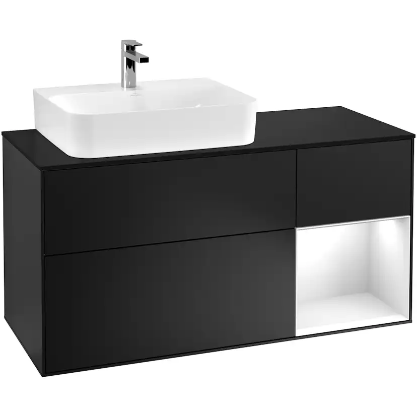 Tvättställsskåp Villeroy & Boch Finion med 3 Lådor Hylla och Bänkskiva för Ocentrerat Tvättställ