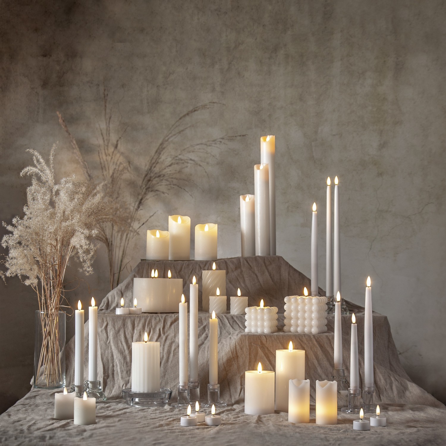LEDAntikljus2p Flamme Stripe Vit