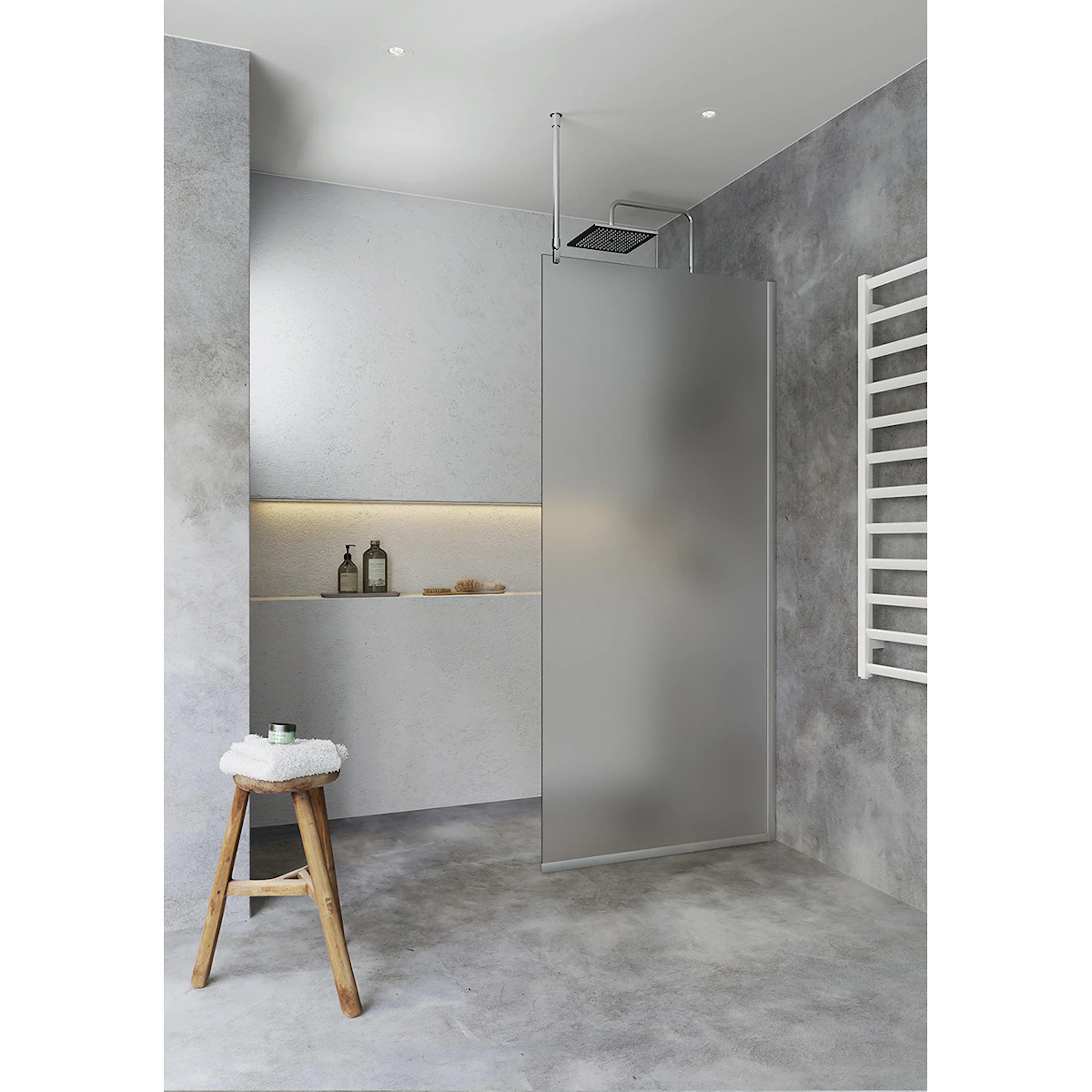 Duschvägg Hafa Igloo Pro I-WALL 90 FROST NAT Glas: Frostat glas, Profil: Aluminium, B: 875 mm