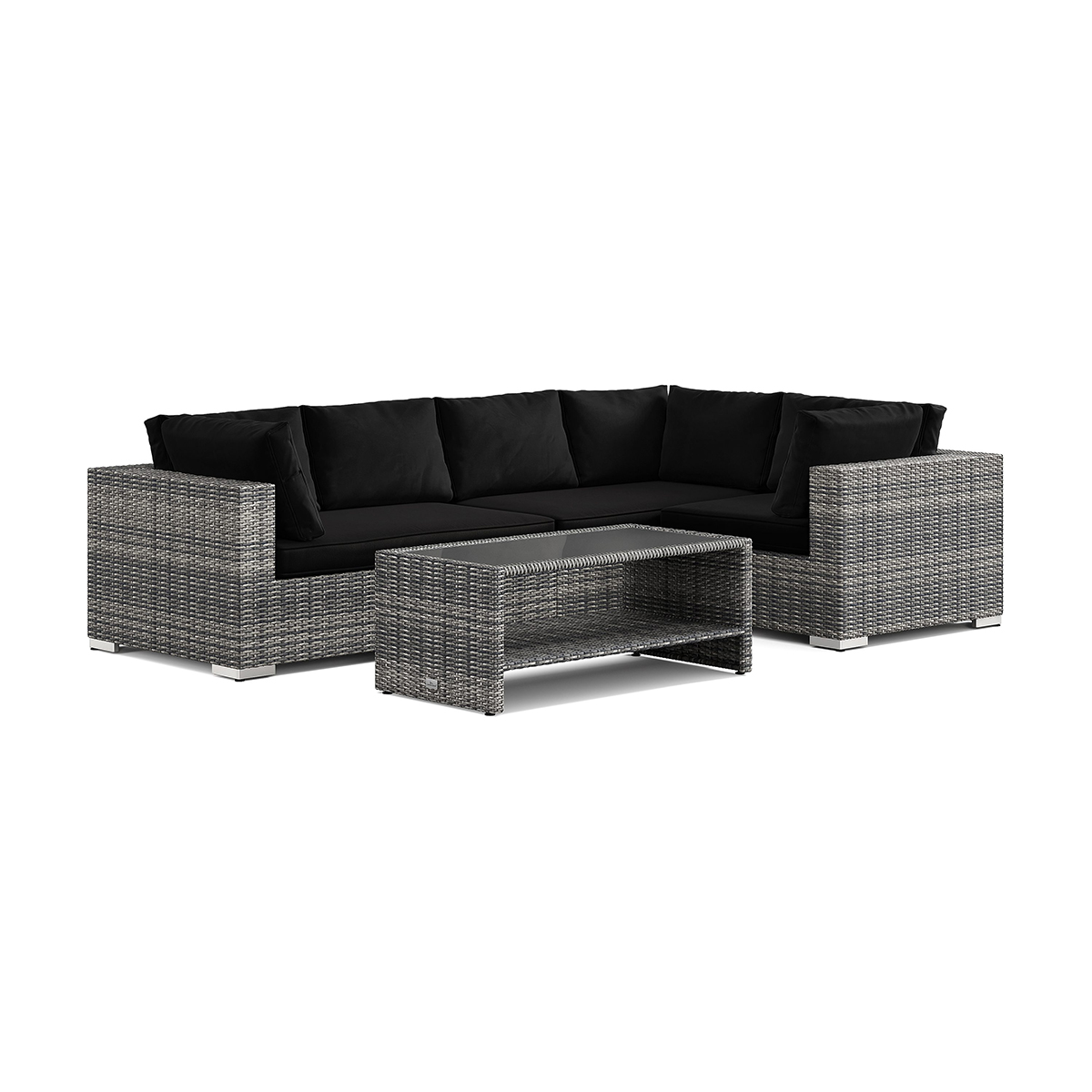 Loungegrupp Comfort Garden Bahamas utomhus Schäslongsoffa 5-sits vändbar och bord med hylla