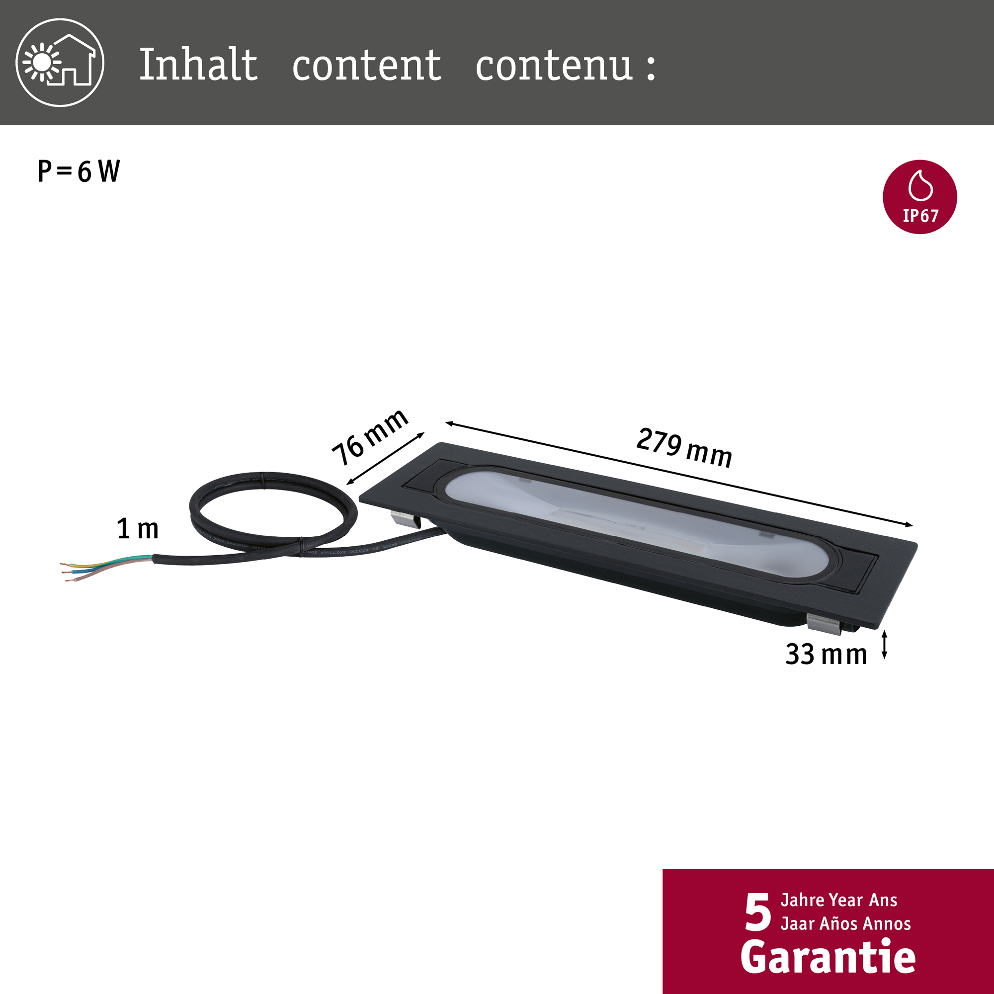 LED Infälld Marksbelysning Paulmann Wallwasher Ito IP67 230V