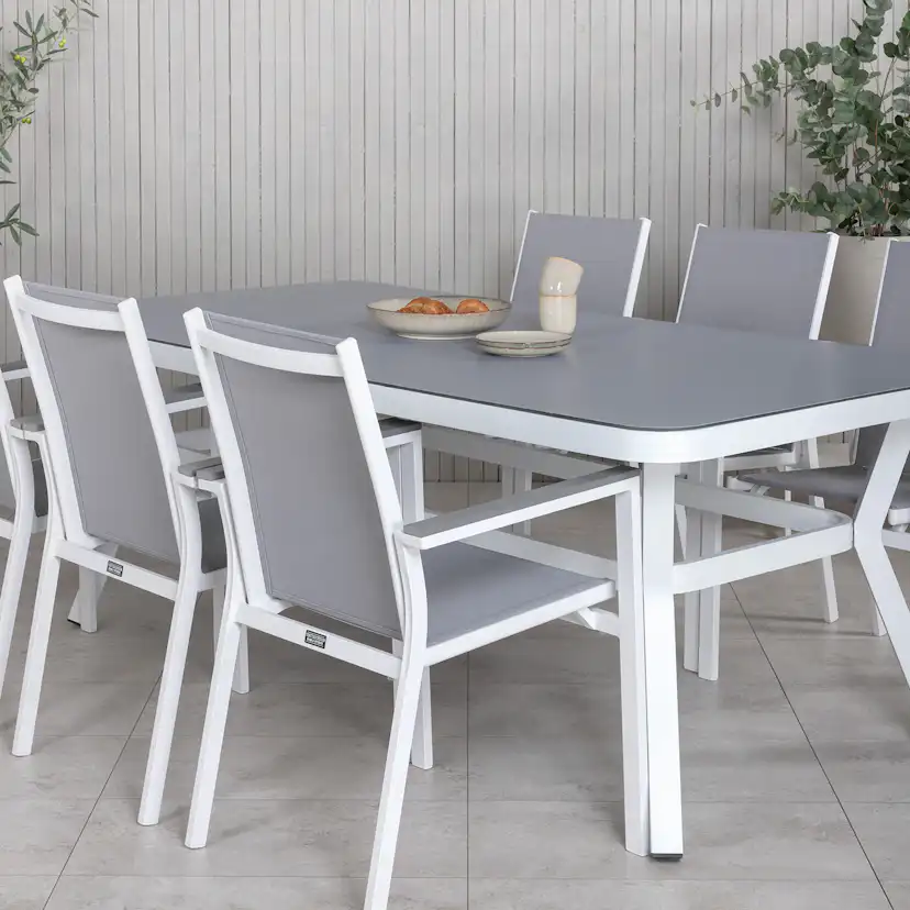 Matgrupp Utomhus Venture Home Virya 160x90 med 6 Parma Trädgårdsstolar
