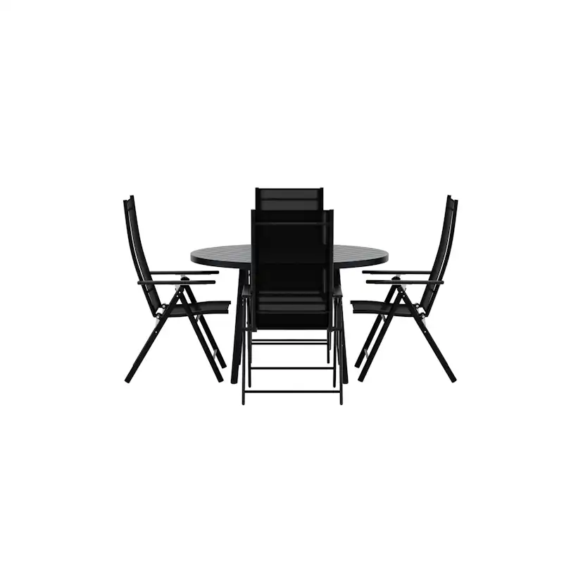 Giardini Table - Black with 4 Levanzo Chair - Black Färg: Svart