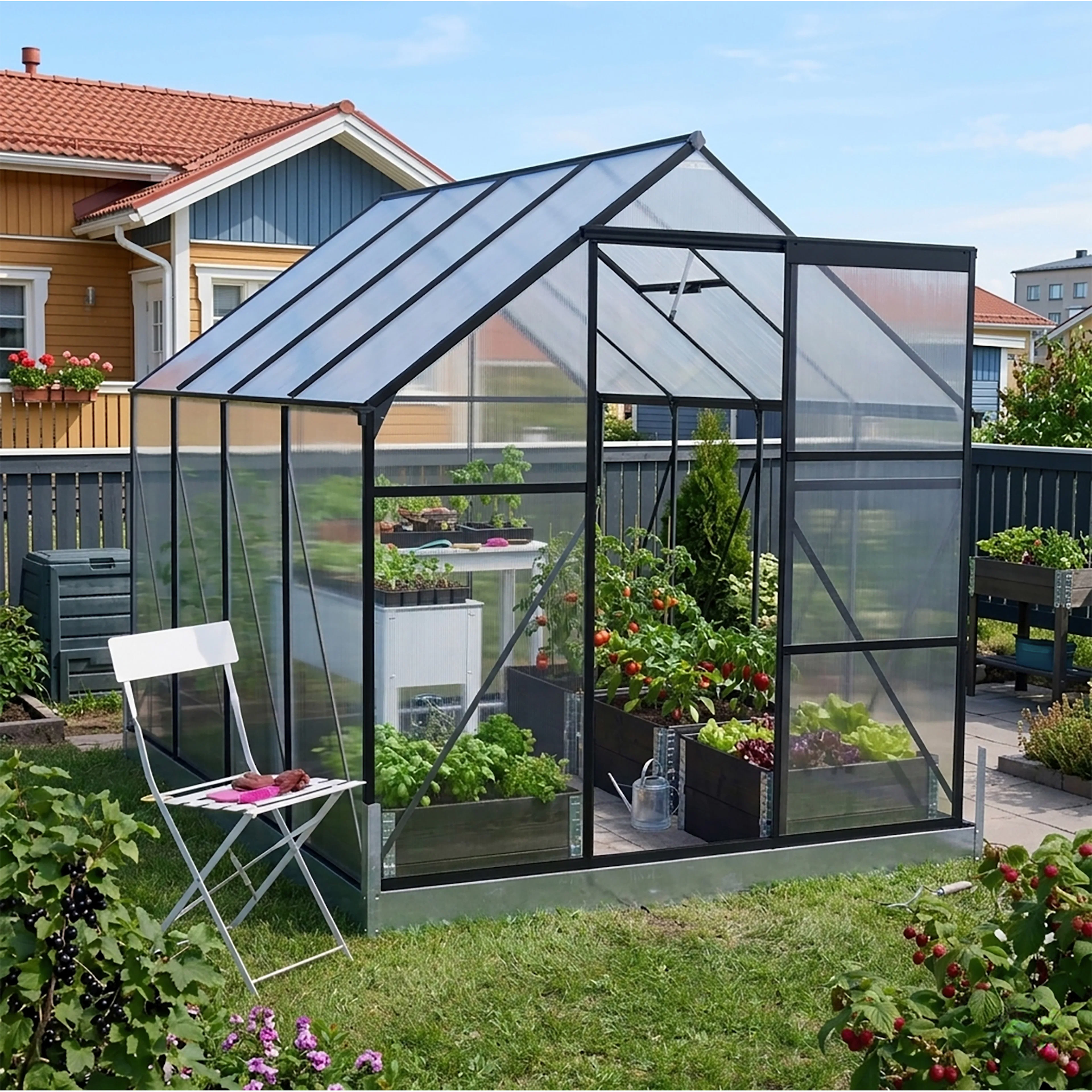 Växthus Mag-Pro  4,8 m² Svart Med Sockel