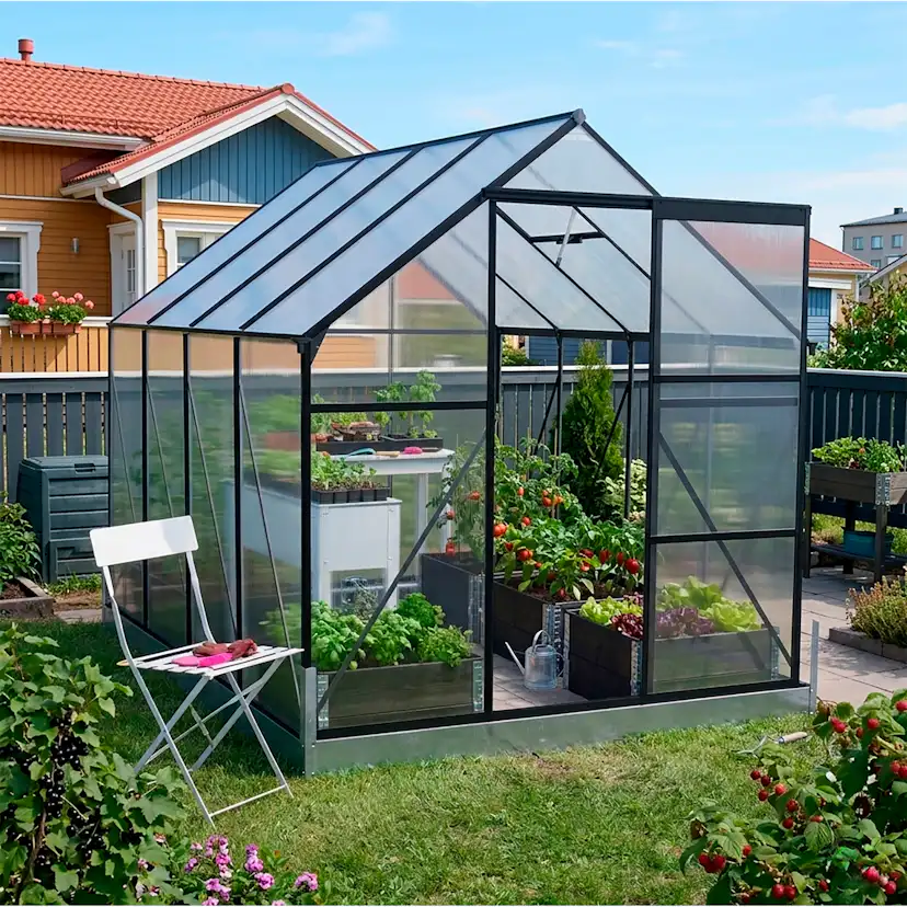 Växthus Mag-Pro 4,8 m² Svart Med Sockel