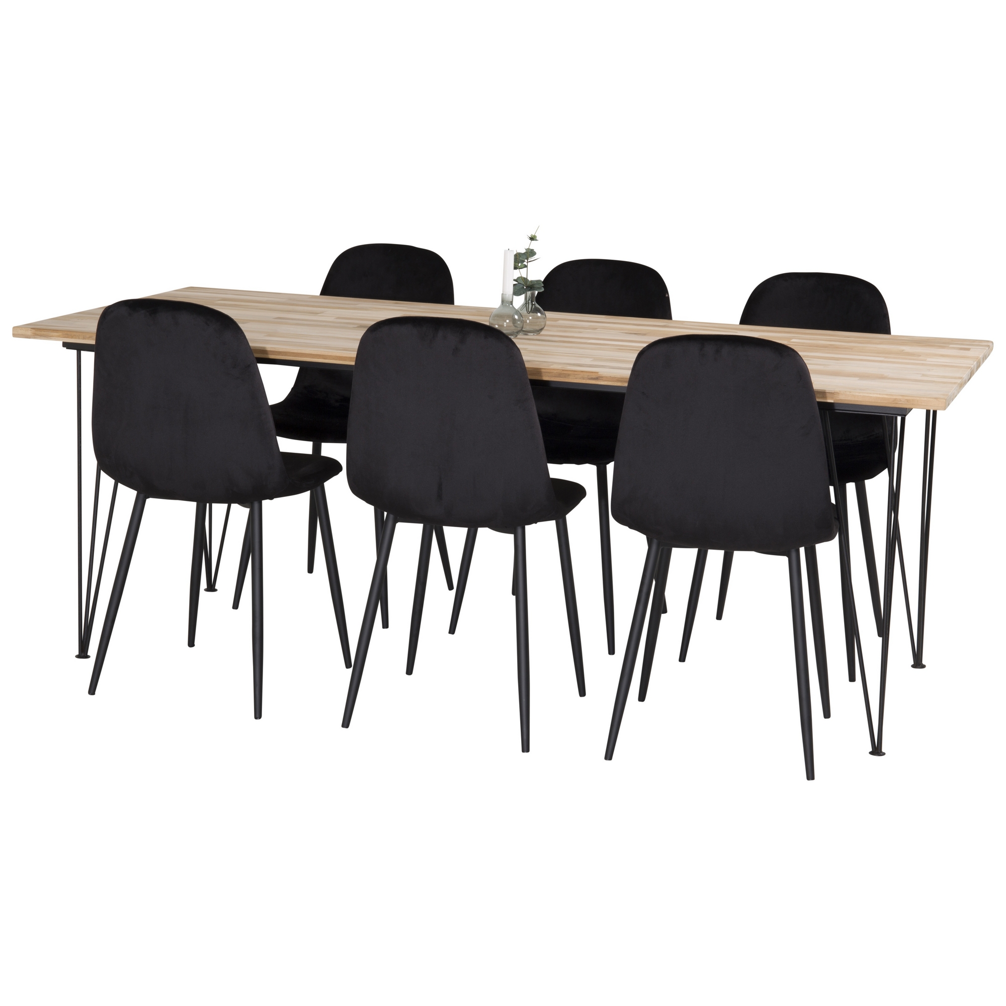 Bali Matbord - Svart / Naturträ  - 200*90*H75+Polar Dining C Natur/Svart