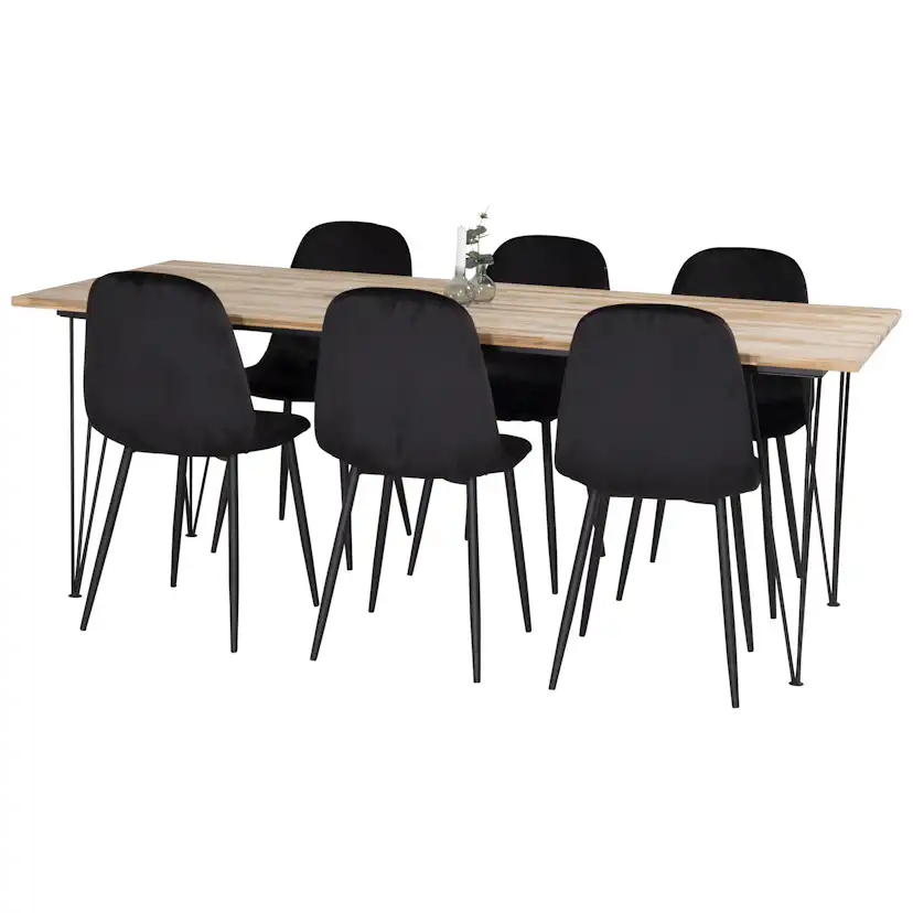 Bali Matbord - Svart / Naturträ - 200*90*H75+Polar Dining C Natur/Svart