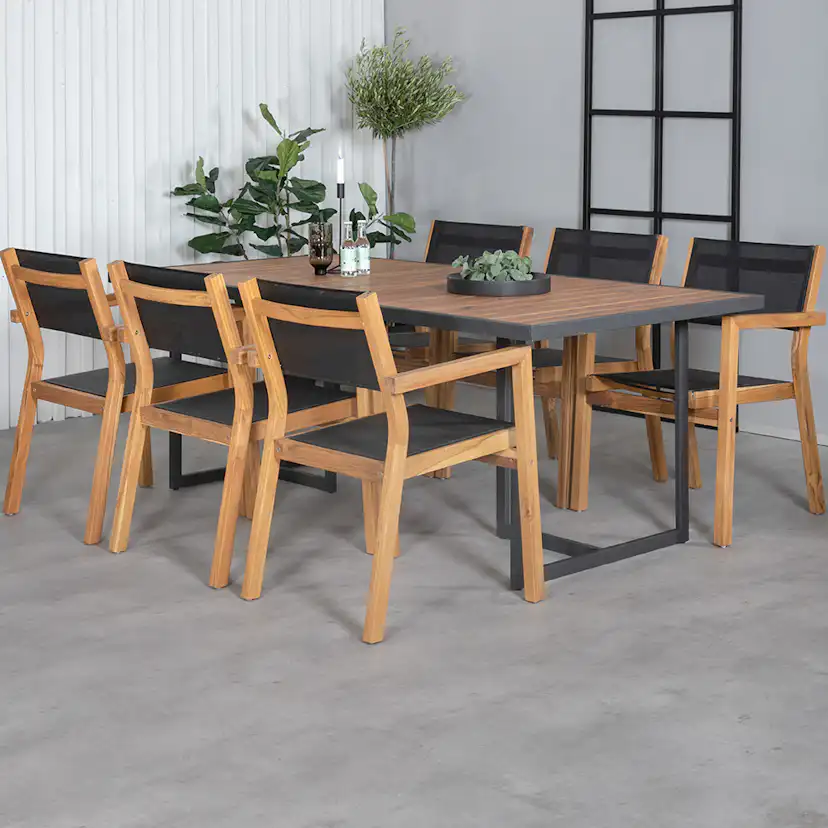 Matgrupp Venture Home King med 6 Veni Stapelbara Matstolar