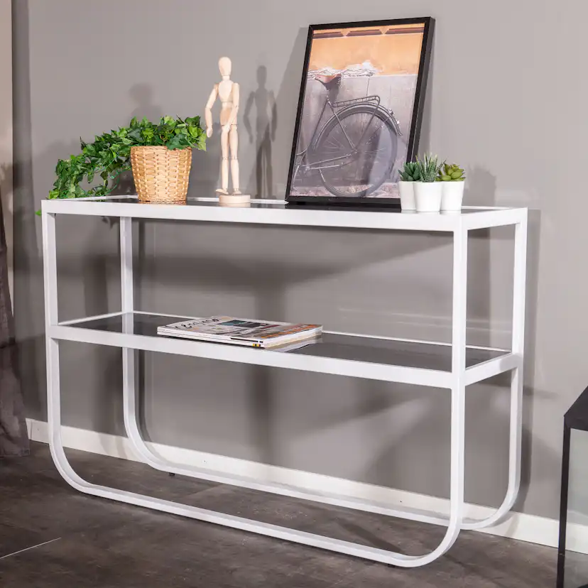 Roy - Sidobord - Metall och glas Vit