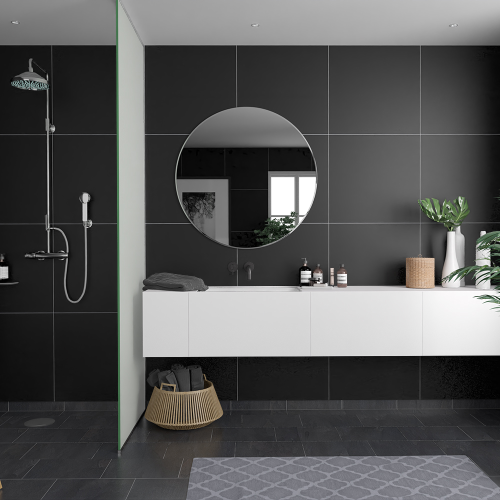 Våtrumsskiva Fibo Black 2024-M6060 S