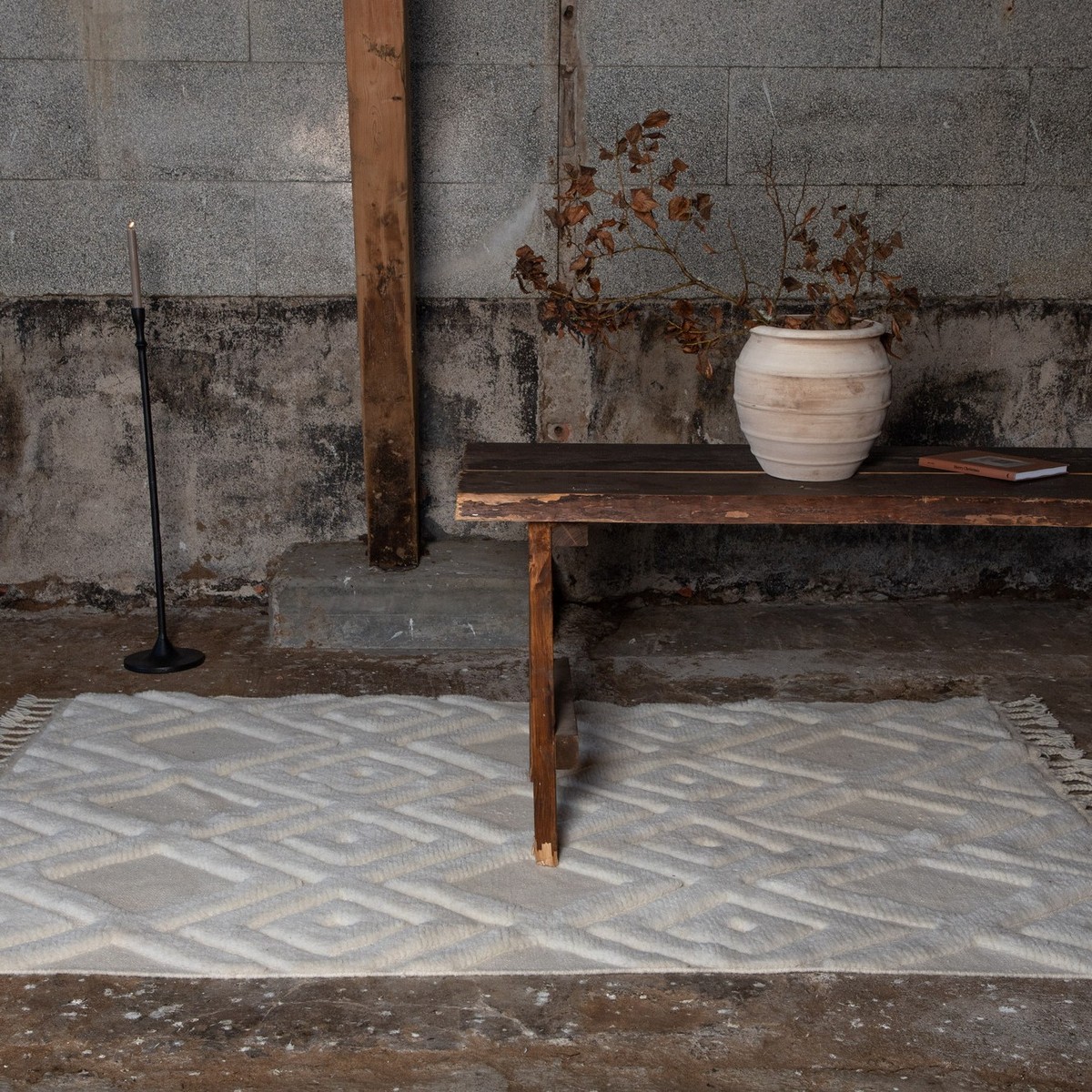 Dahlia Wool - 300*400- -Rectangular-White Vit, Mått: 300x400 cm