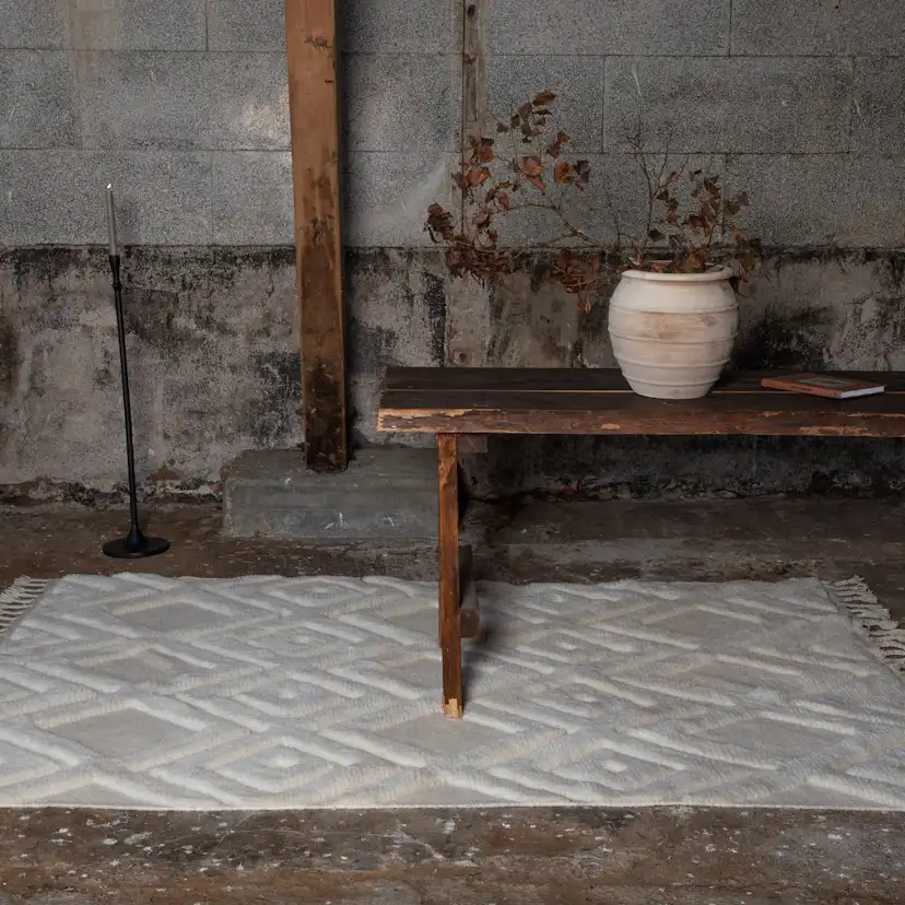 Dahlia Wool - 300*400- -Rectangular-White Vit, Mått: 300x400 cm