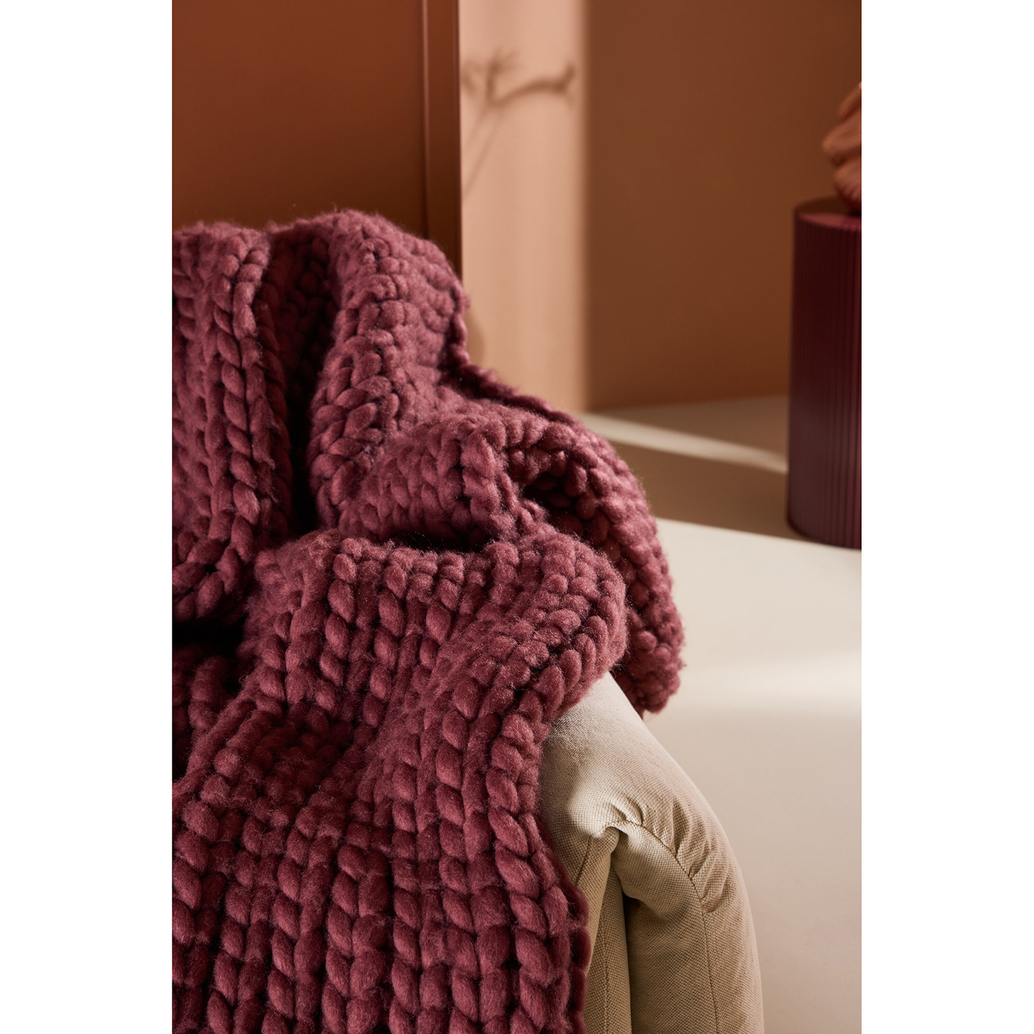Kate Throw 170 x 130 cm - / Burgundy Polyester Pläd Venture Home Kate