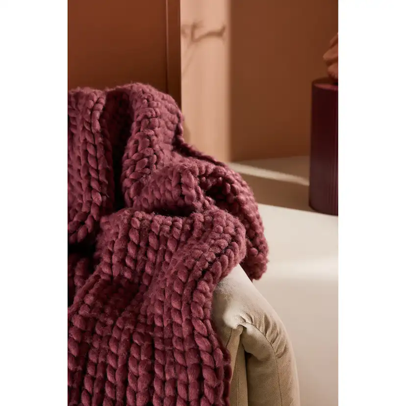 Kate Throw 170 x 130 cm - / Burgundy Polyester Pläd Venture Home Kate
