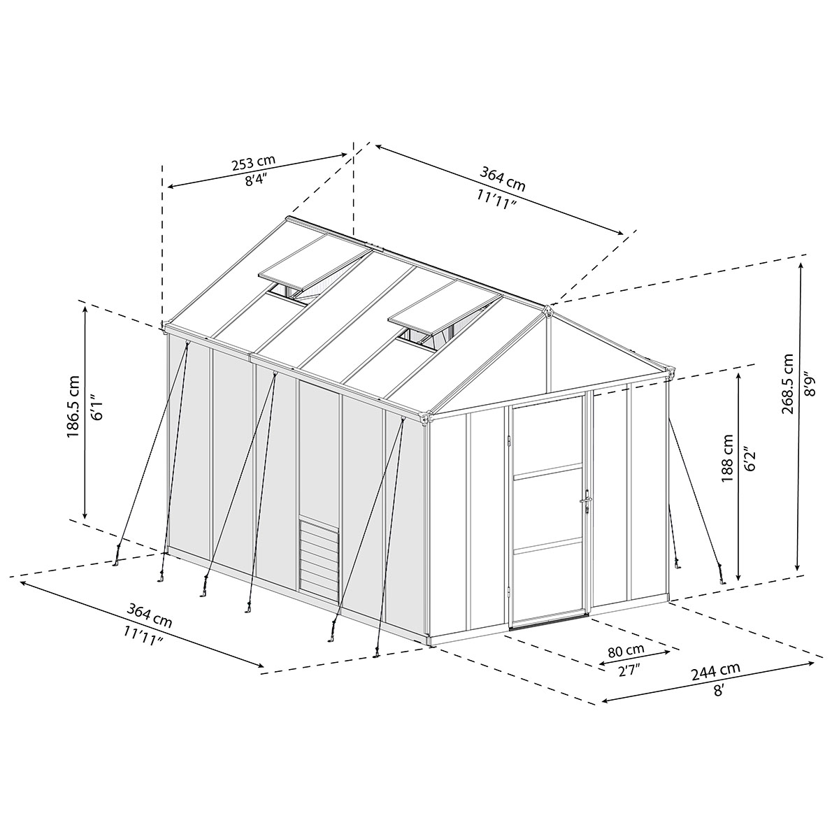 Växthus Canopia by Palram Glory 9,2 m² Mörkgrå