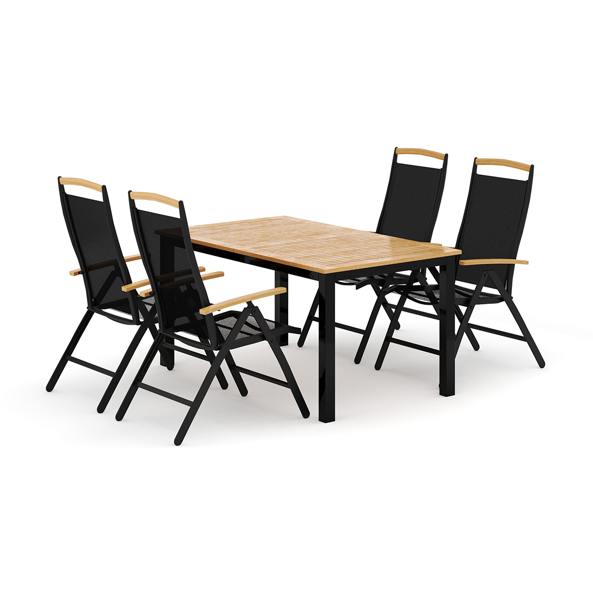 Trädgårdsgrupp deNoord Las Vegas utomhus matgrupp förlängningsbart 152-210x90 cm med 4 Las Vegas positionsstolar