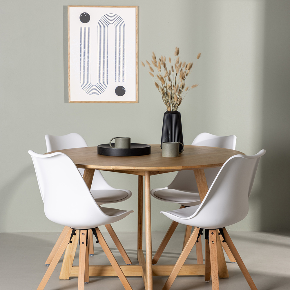 Matgrupp Venture Home Yakidon Ø120 cm med 4 st Zeno stolar Vit