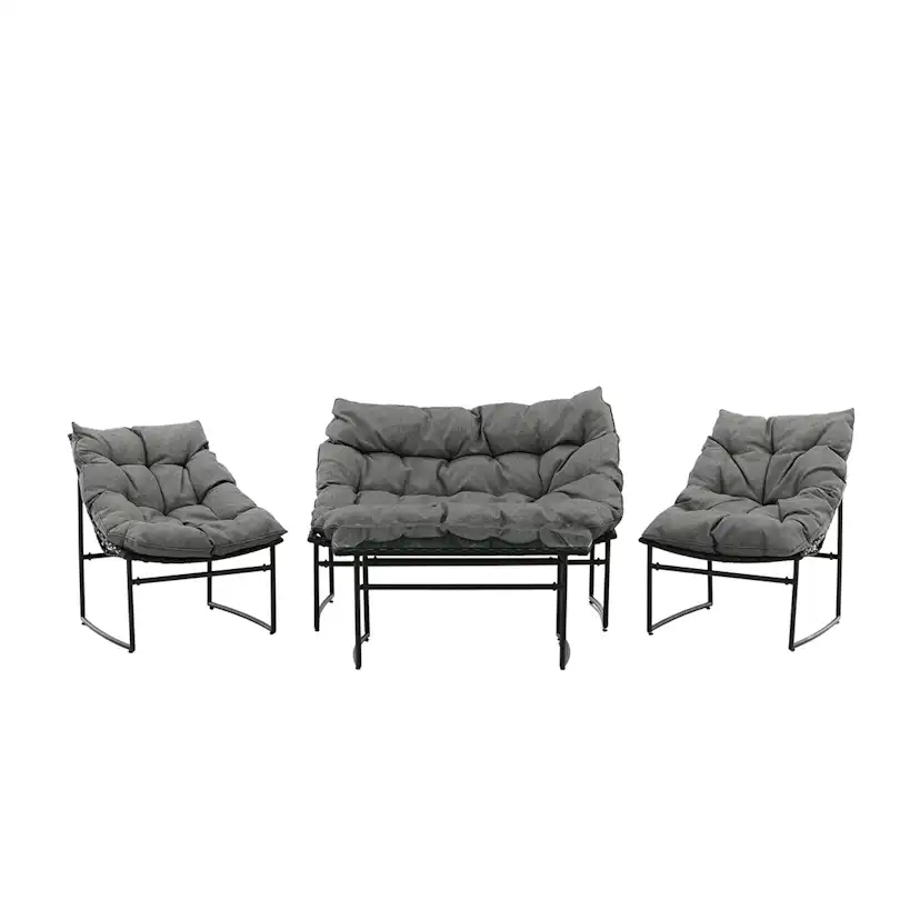 Loungeset Venture Home Ture Soffgrupp Svart med Dynor Utomhus