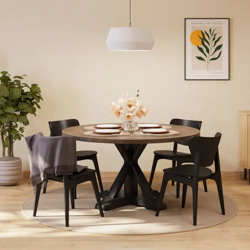 Matgrupp Bloomington Lyon Runt Matbord 120 cm med 4 Jerup Matstol