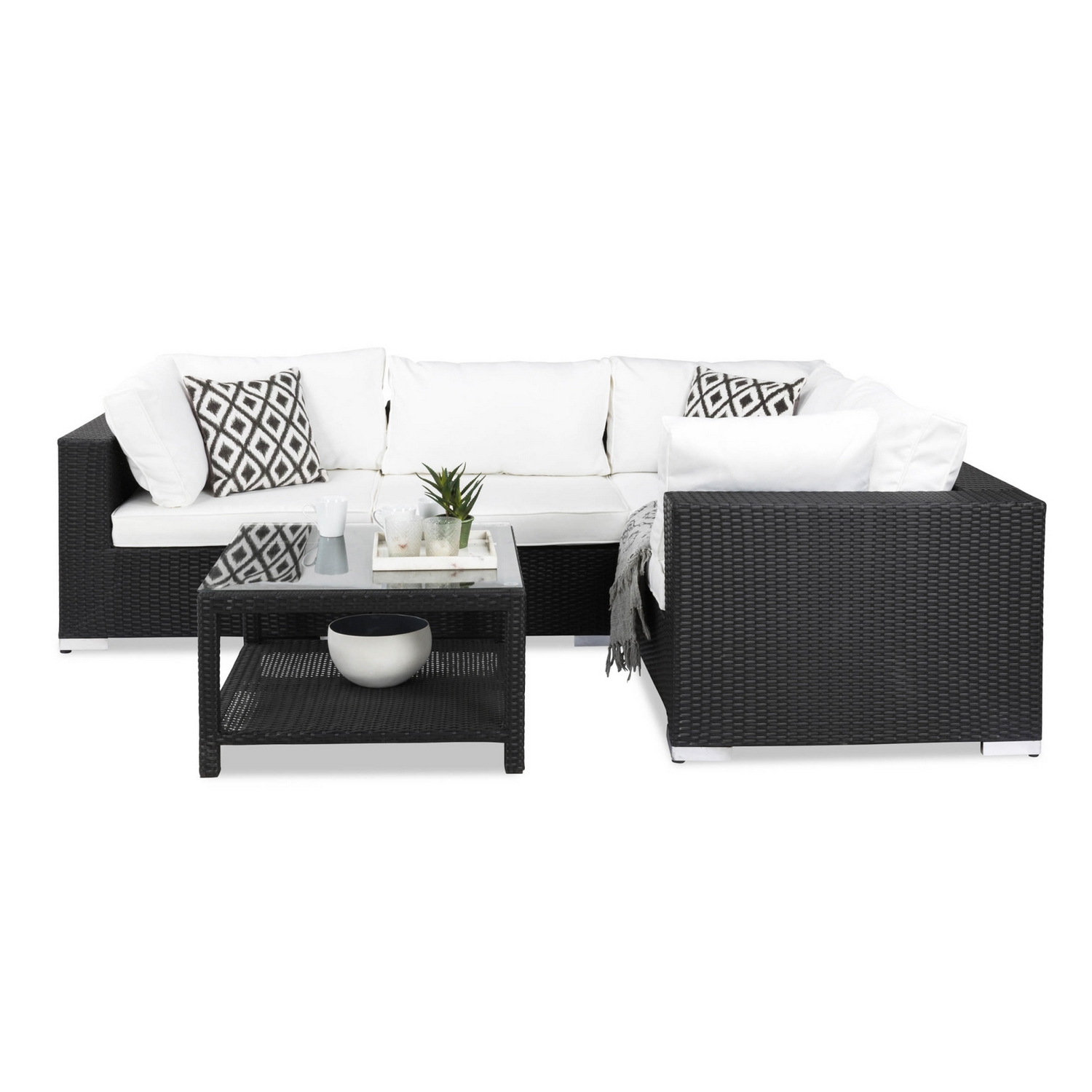 Loungegrupp Comfort Garden Bahamas 4-sits Hörn och Utebord 75x75 Utomhus