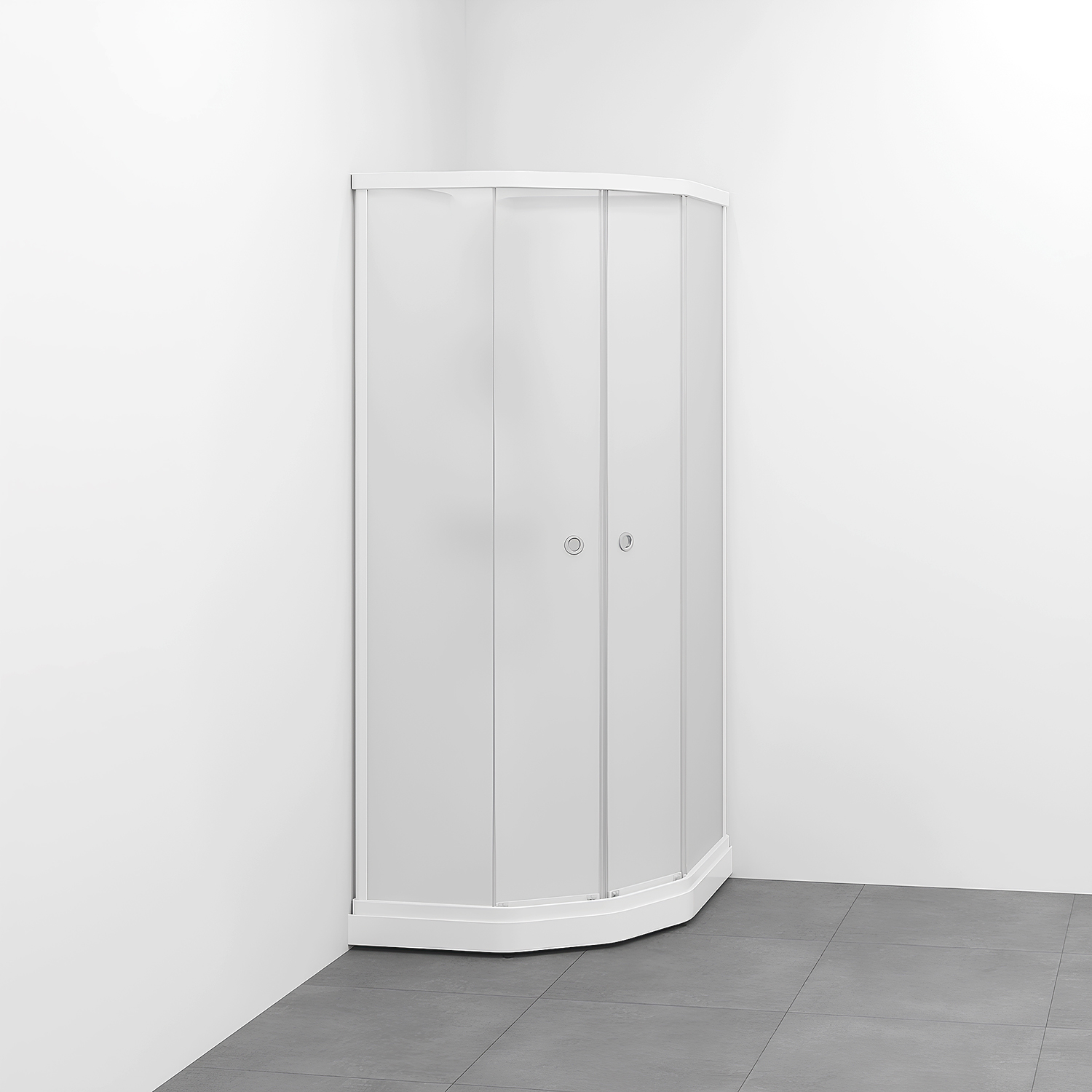 Flow kab Semi InkBl 7x9 V ICV 710x910x2020 mm, Vit Profil, Frostat glas/Vit bakvägg