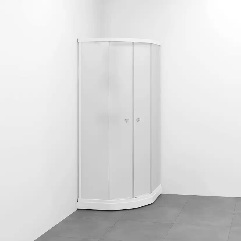 Flow kab Semi InkBl 7x9 V ICV 710x910x2020 mm, Vit Profil, Frostat glas/Vit bakvägg