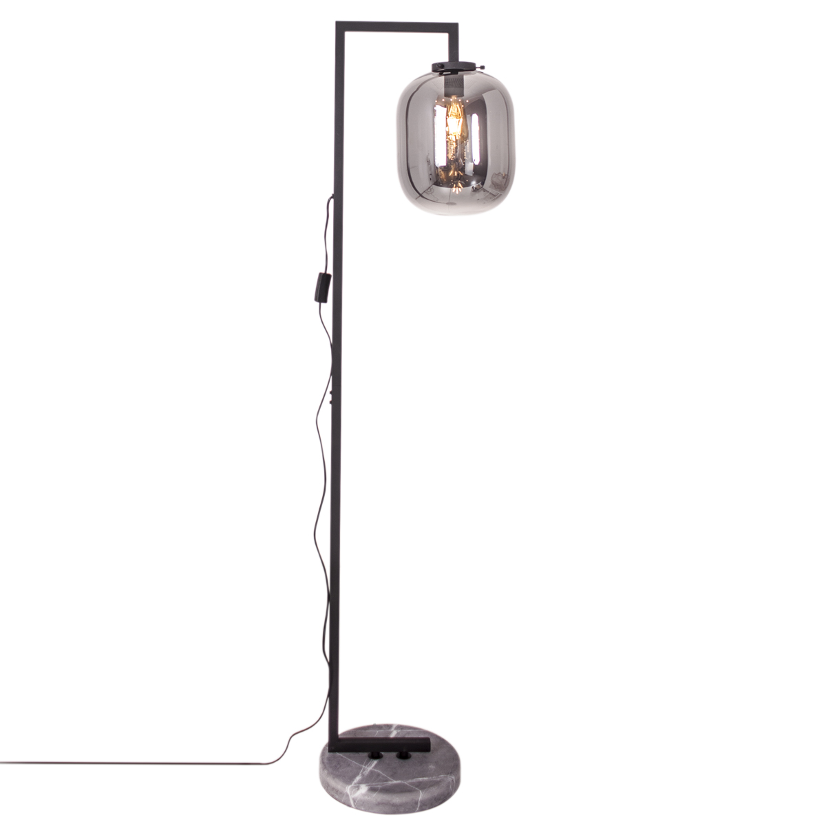 Golvlampa By Rydéns Leola H150 cm Svart Marmor/Rökgrå