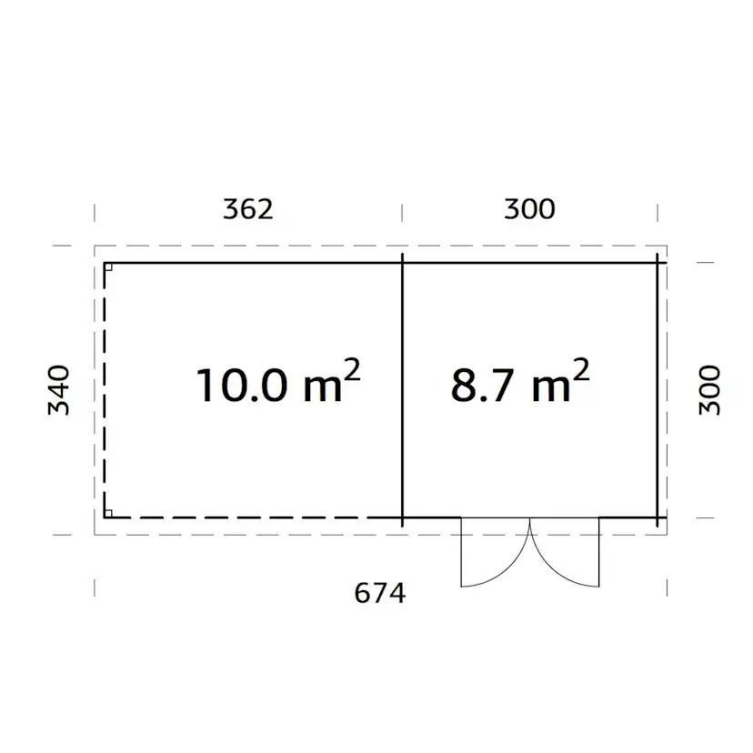 Ella 8,7+10,0 m2 PNT7012W2 Mörkgrå/Vit