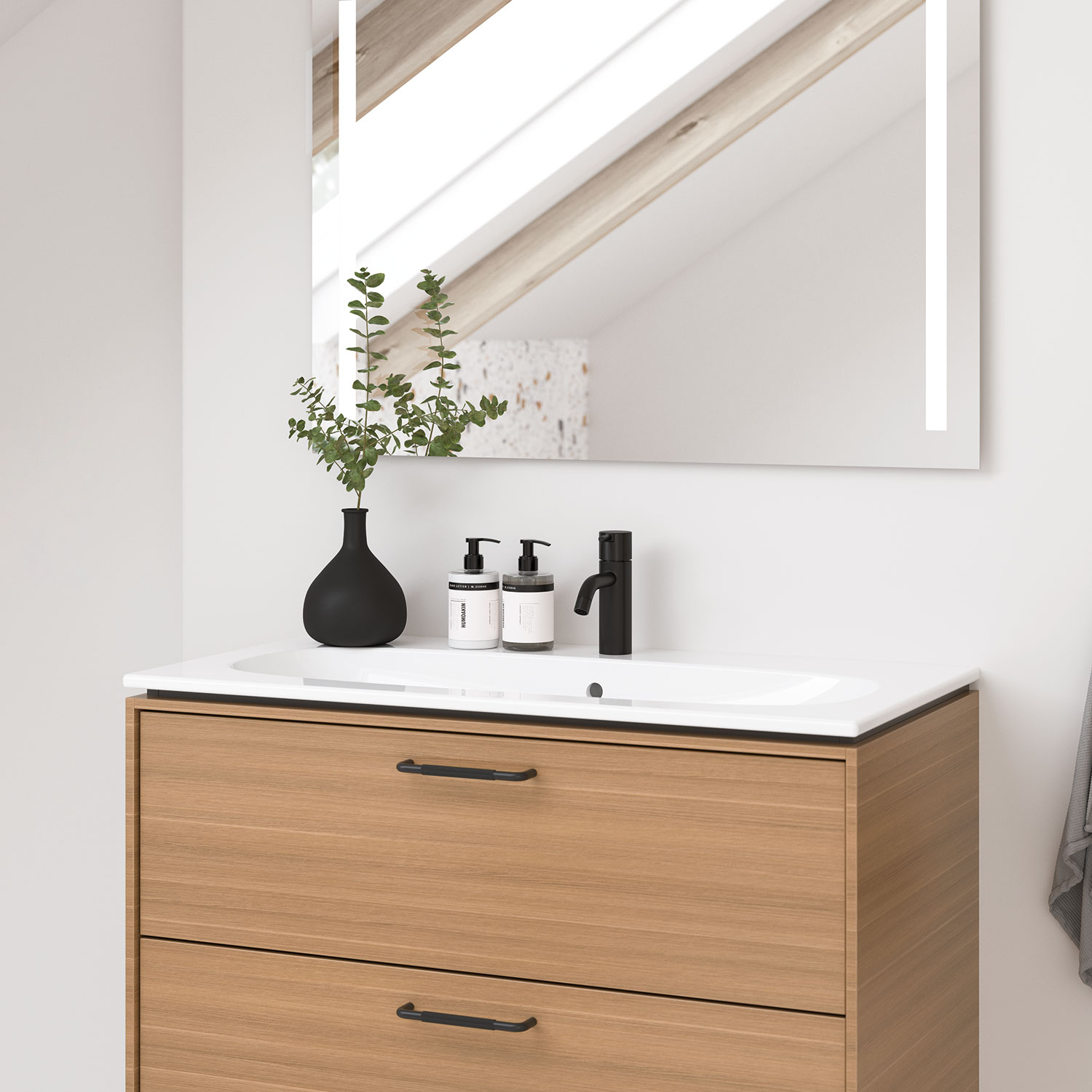 Tvättställsskåp Ifö Sense Art Smal Design 90 med 2 Lådor