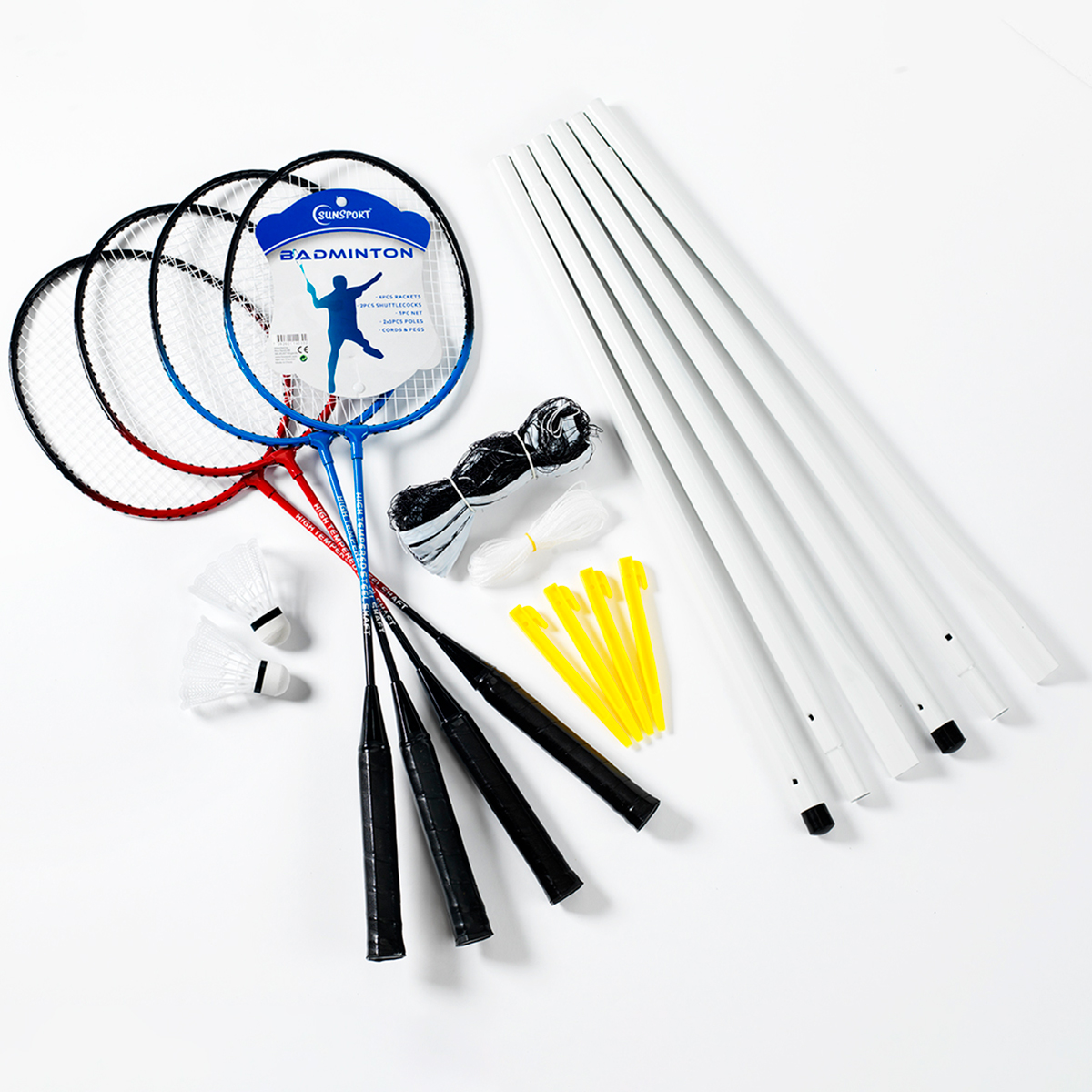 Badminton Set Sunsport För 4 spelare med Rack, Bollar & Nät