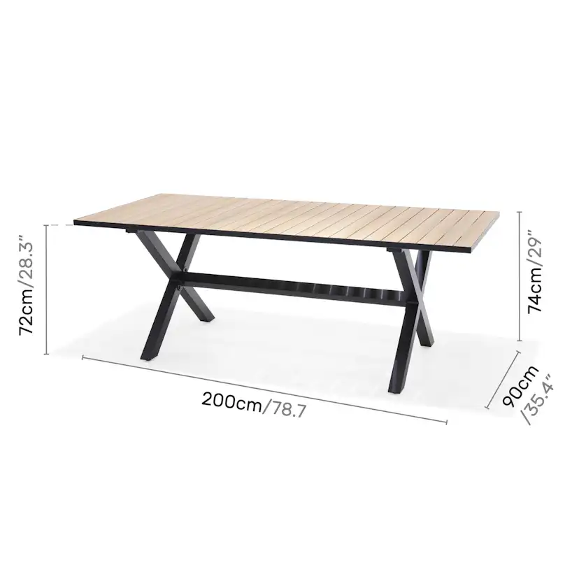 Matgrupp Utomhus LifestyleGarden Panama 200 cm 6 stapelbara karmstolar