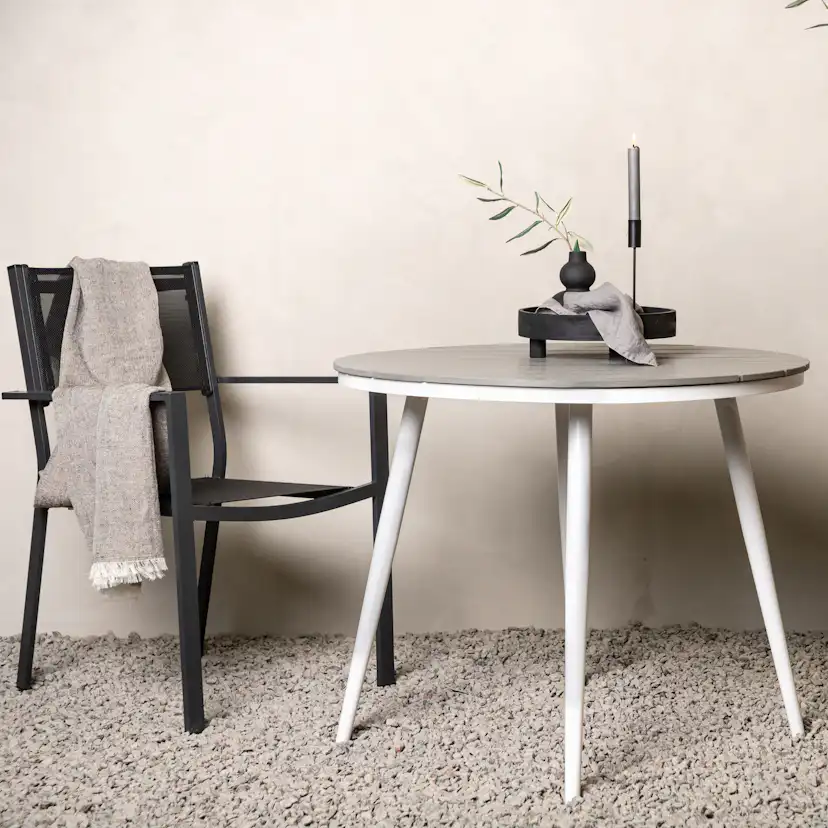 Break - Dining Table Round- White / Grey - Alu / Aintwood - Grå