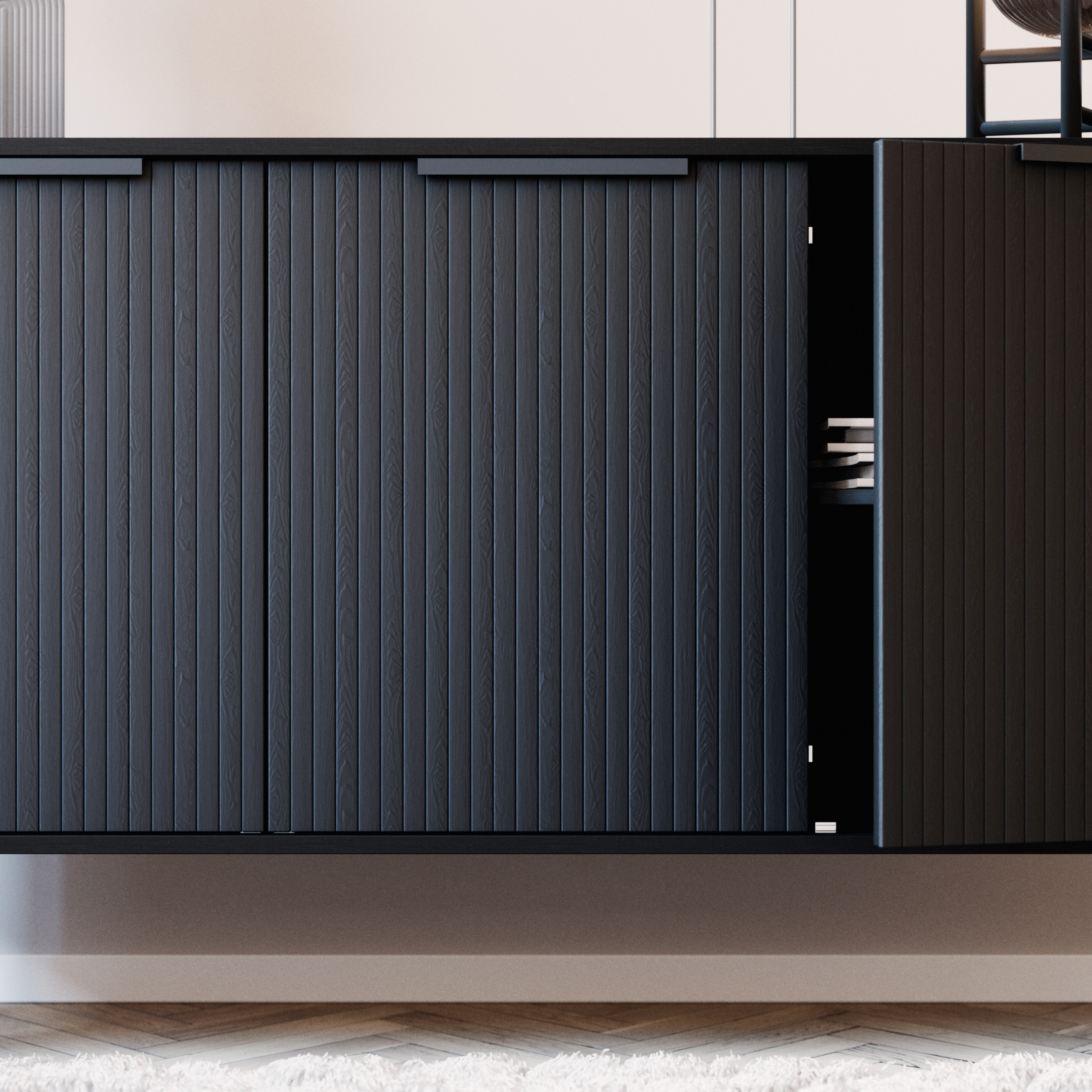 Sideboard Bark Kopparbo Ribbad med Förvaring 160cm