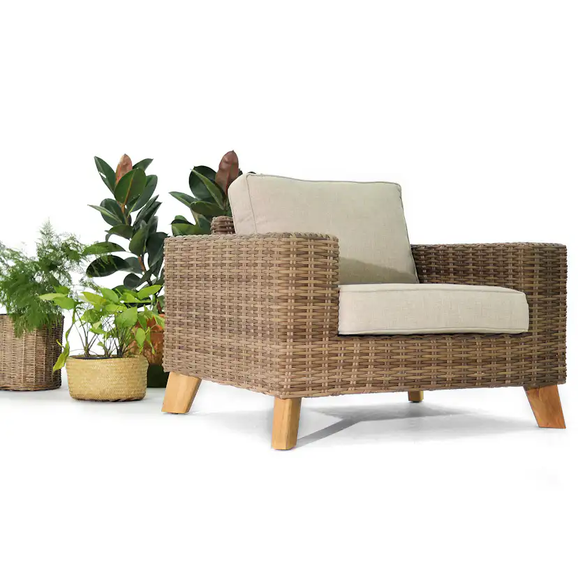 Loungestol LifestyleGarden Bahamas Utomhusfåtölj i Konstrotting, Aluminium & Teak