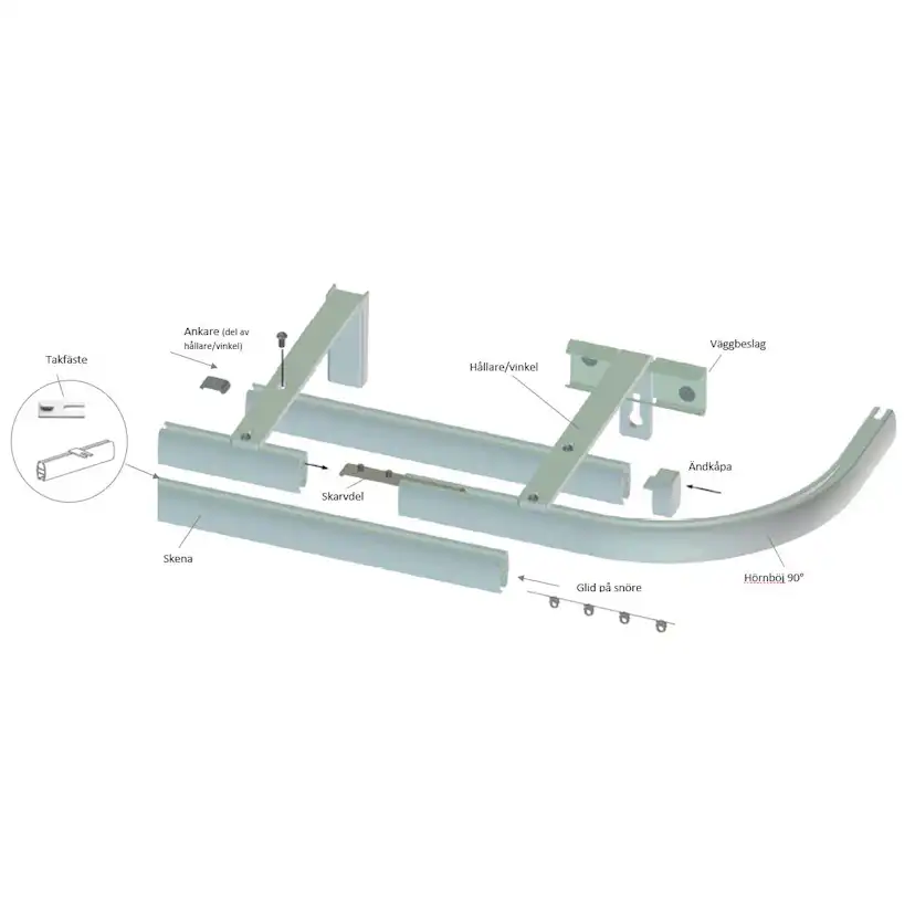 Gardinskena Set Kirsch Flexi-skena 160cm för Gardinupphängning