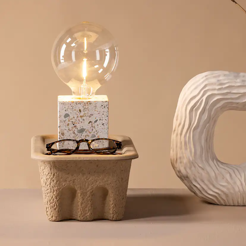Rilche Table Lamp - Grey / Clear Glass Grå