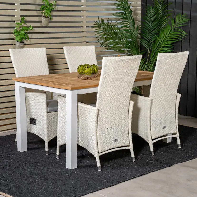 Panama Dining Table 152/210*90 - White Alu / Teak+Padova Arm Blanka Ben