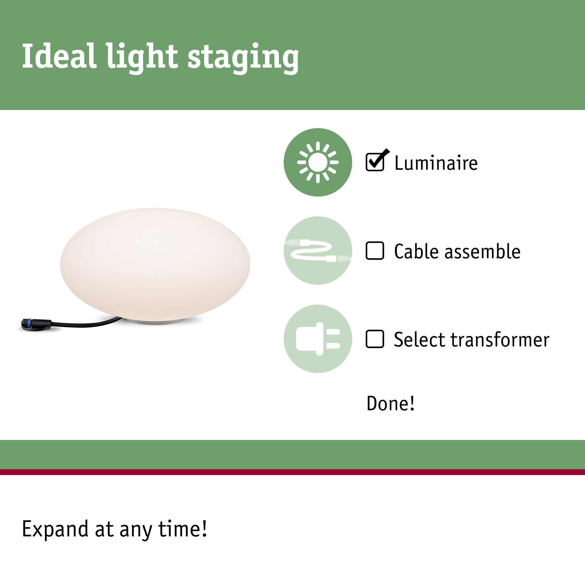 Dekorationsljus LED Paulmann Stone Plug & Shine IP67 24V Diameter: 350 mm