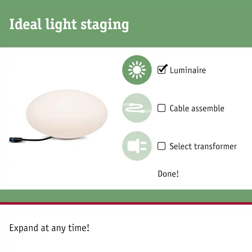 Dekorationsljus LED Paulmann Stone Plug & Shine IP67 24V Diameter: 350 mm