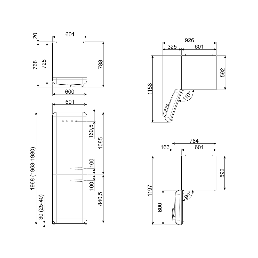 Kyl över frys SMEG FAB32LWH6