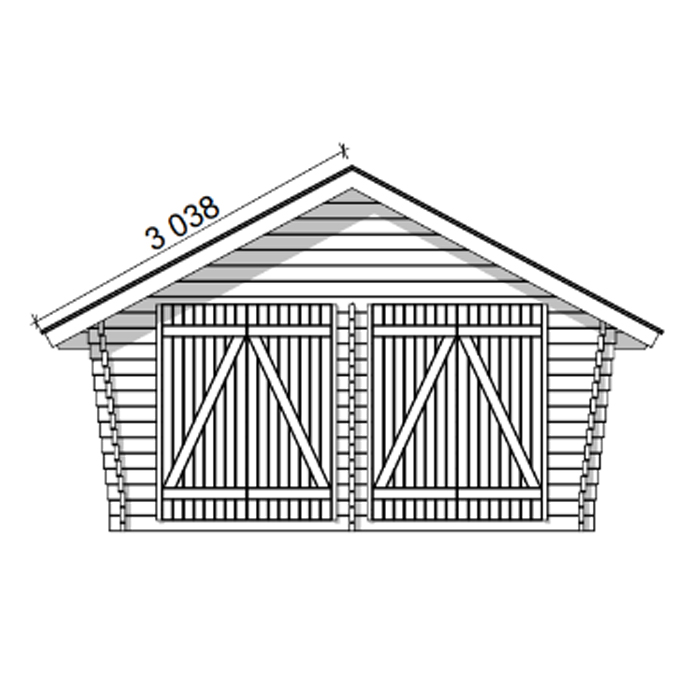 Timmerförråd LP Garden U-L (16m²) Lutande Tät Vägg