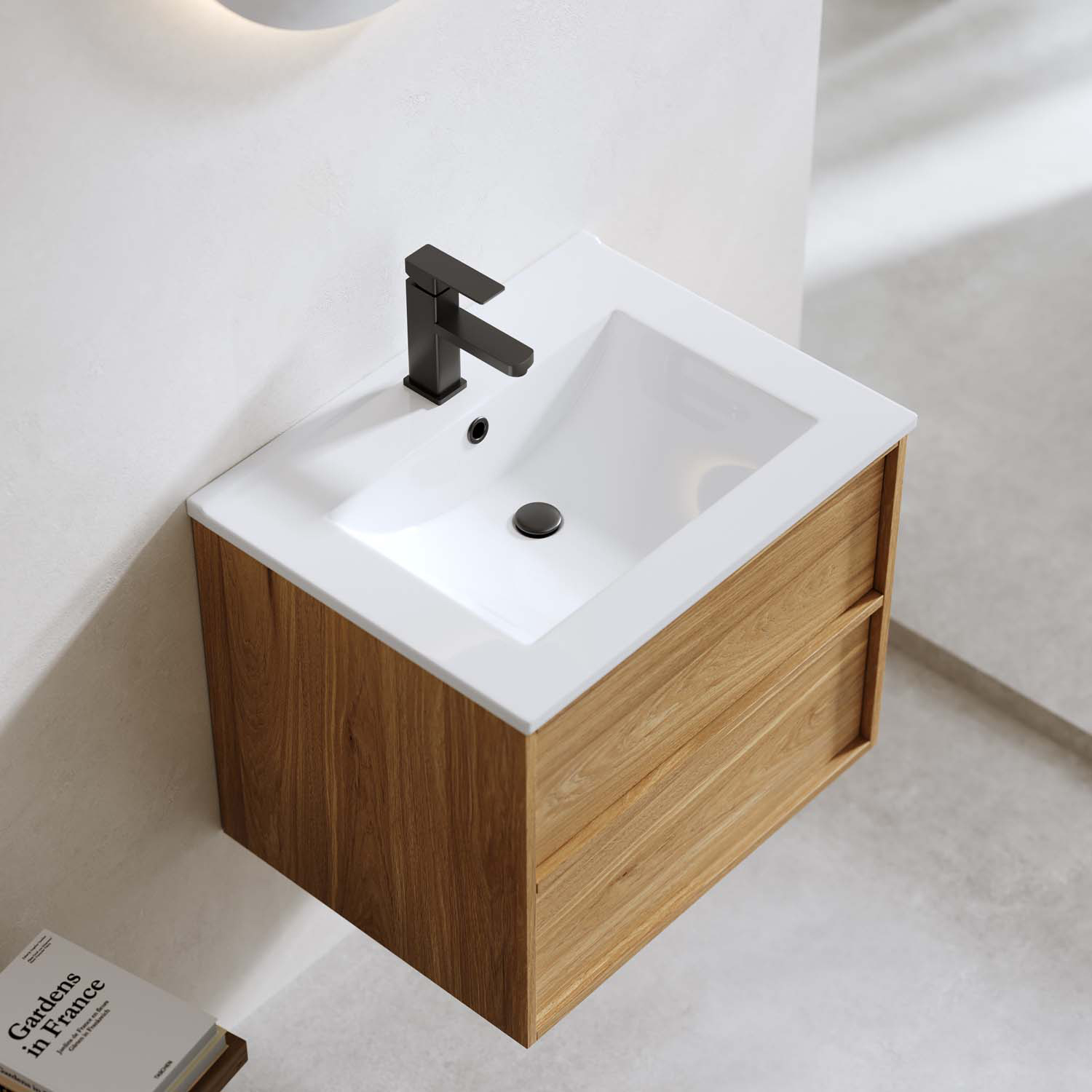 Tvättställsskåp Bathlife Charm med Tvättställ och Spegel Skina