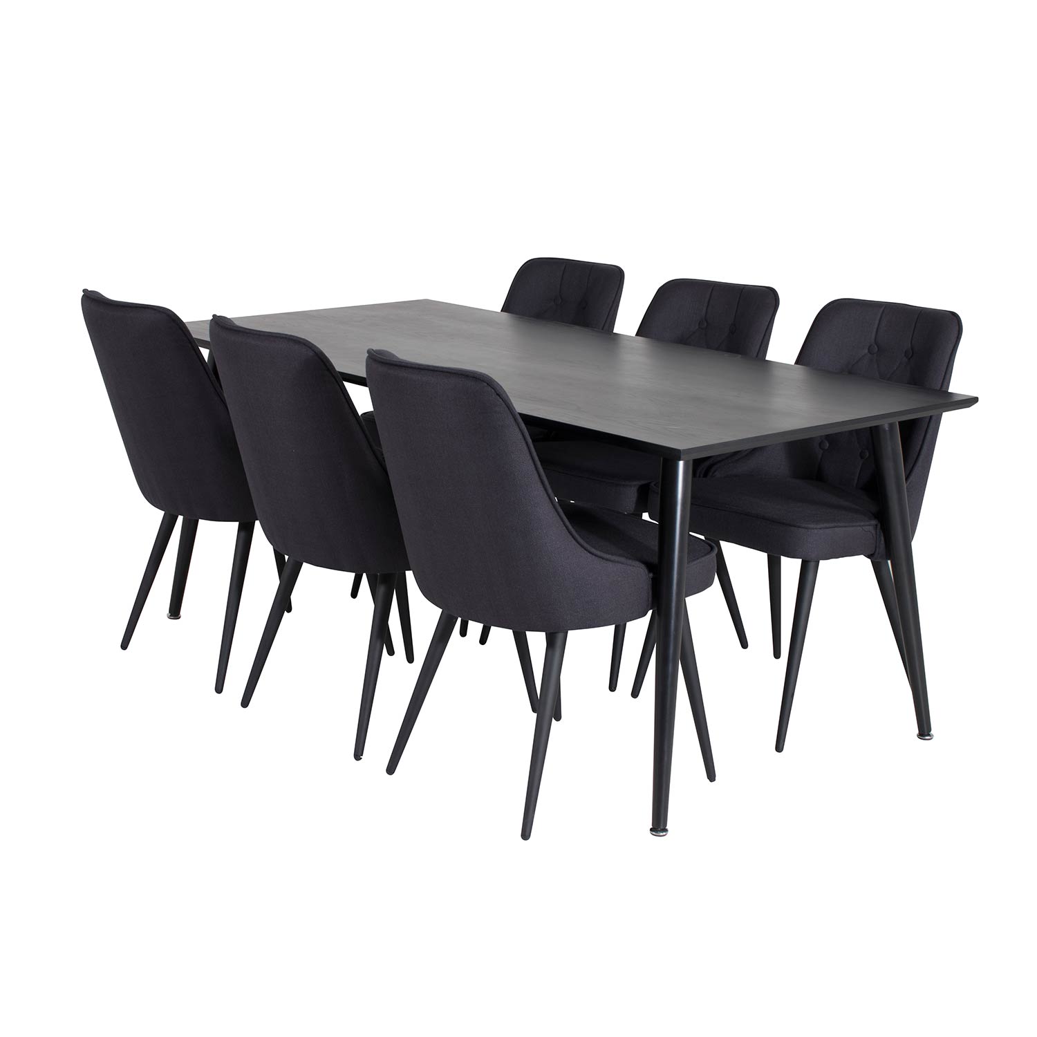 DippTable-Black Venee/Velvet Chair-Black _6 Svart/Svart