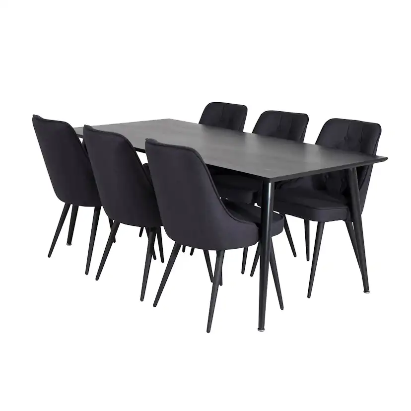 Matgrupp Venture Home Dipp med 6 Velvet Deluxe Stolar