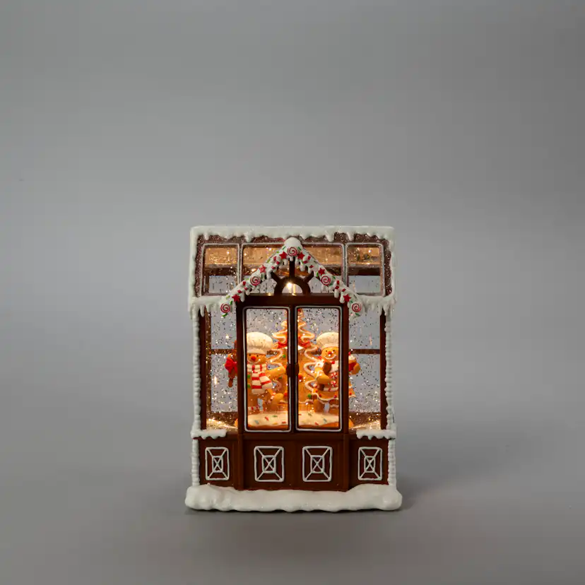 Snöglob Gnosjö Konstsmide Vattenfylld lykta Pepparkakshus LED
