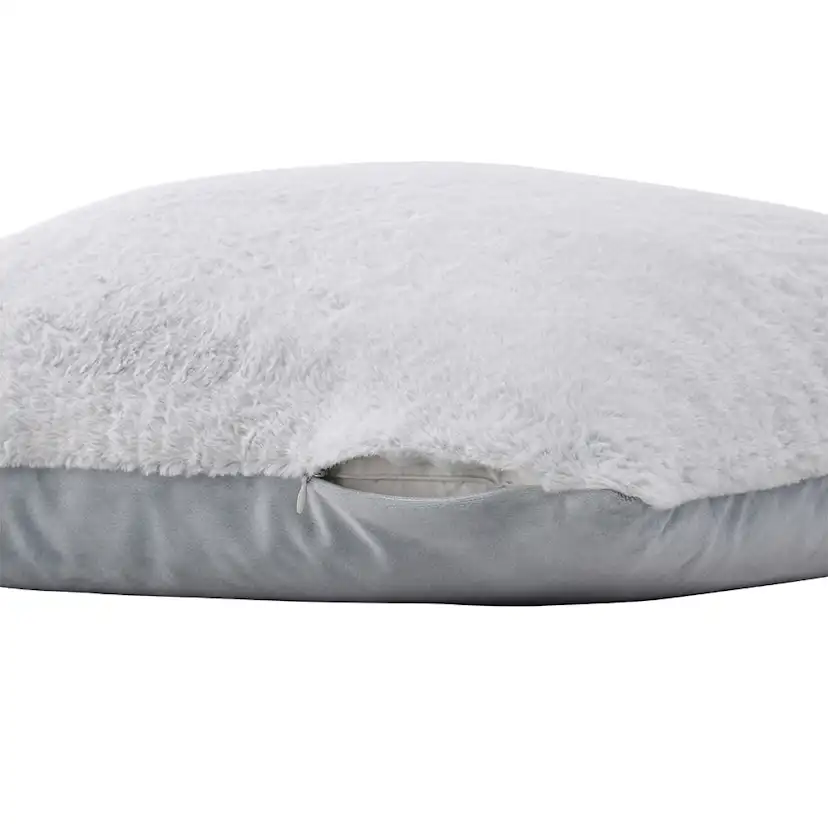 Thea Cushion Cover Rabbit fur/Poly Velvet - Grey Grå