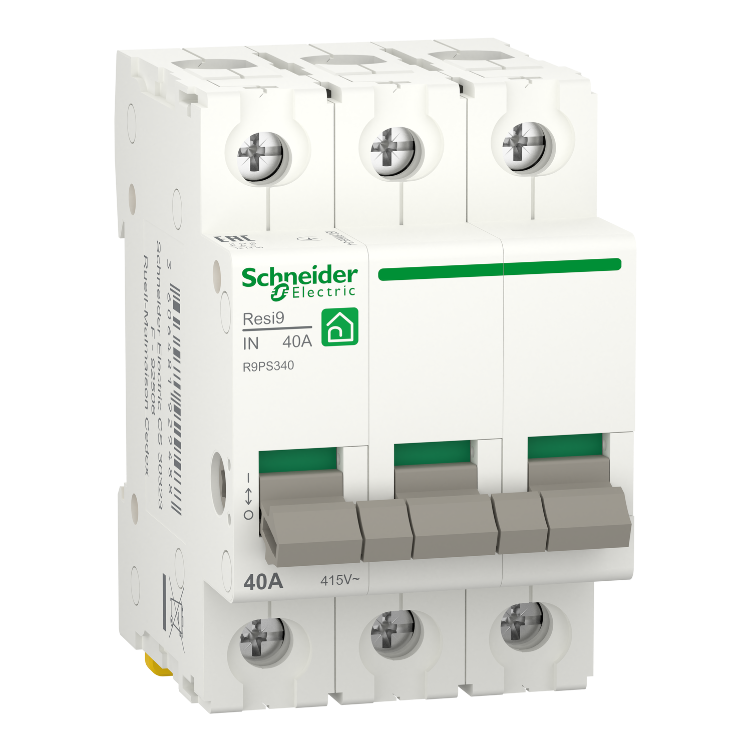 Huvudbrytare Schneider Electric Resi9 RYTAR 3-polig 40A med Vippa