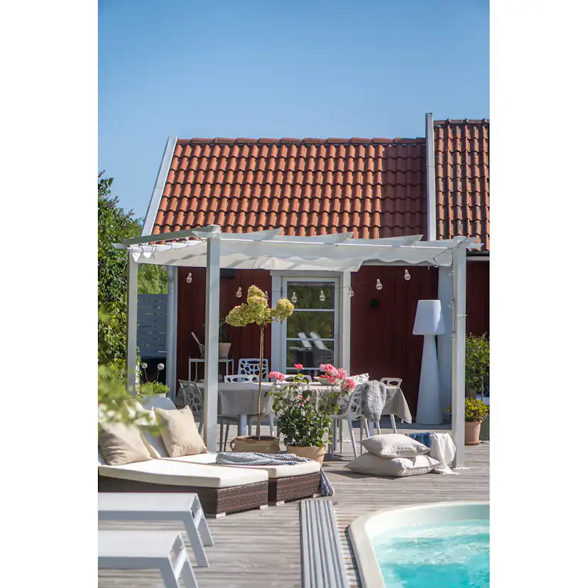Pergola 3x3 m Vit Vit/Vit