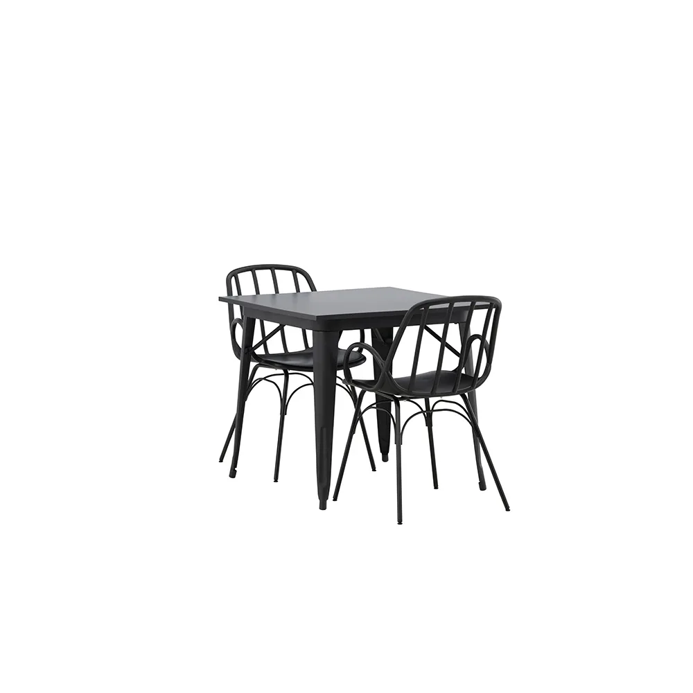Tempe Dining Table - Black / Black MDF +Dyrön Dining Chair - Svart