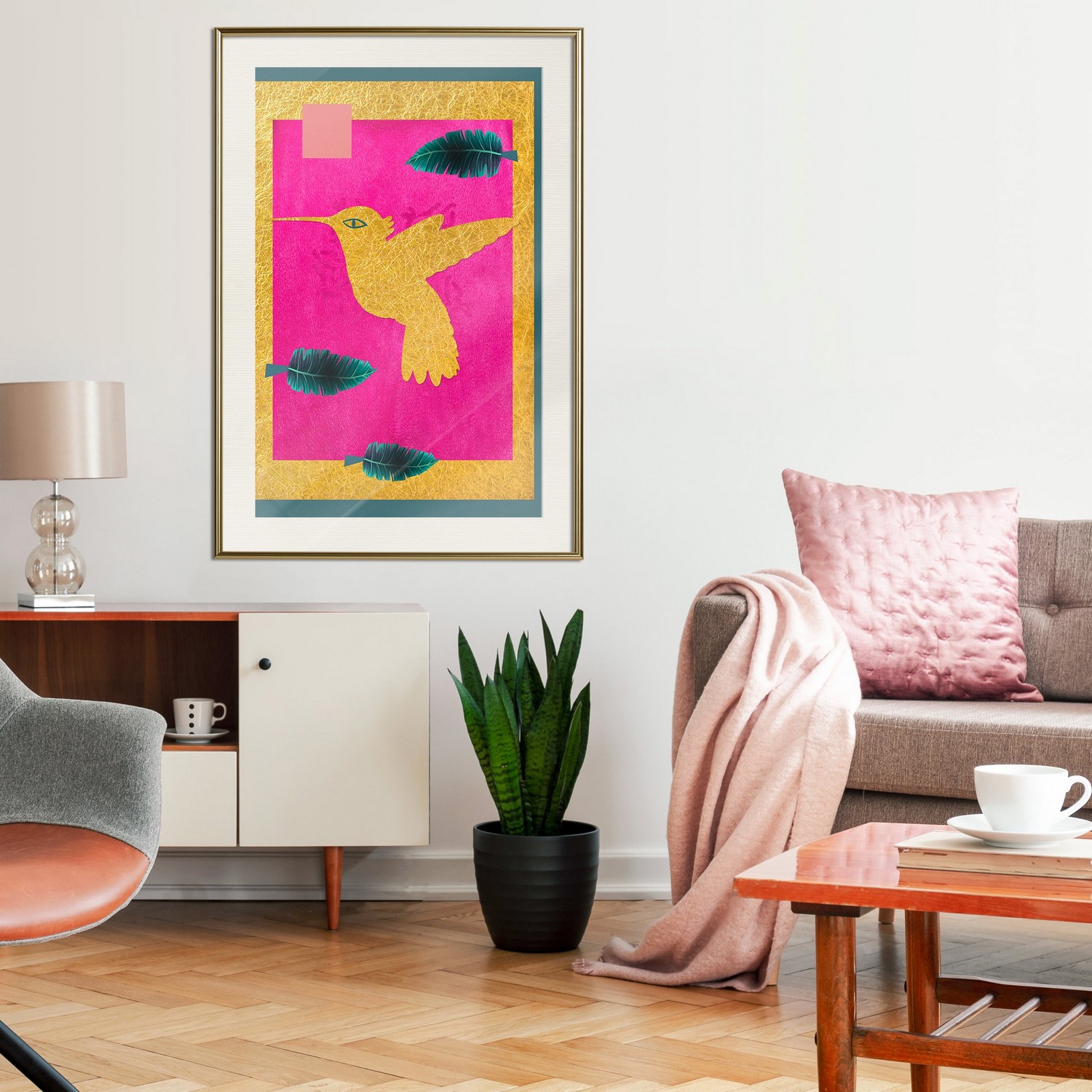 Poster Artgeist Affisch Golden Hummingbird